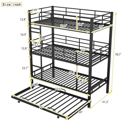 Triple Bunk Bed with Trundle