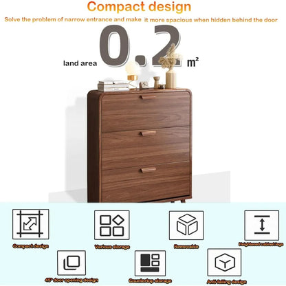 Shoe Storage Cabinet with 3 Flip Drawers