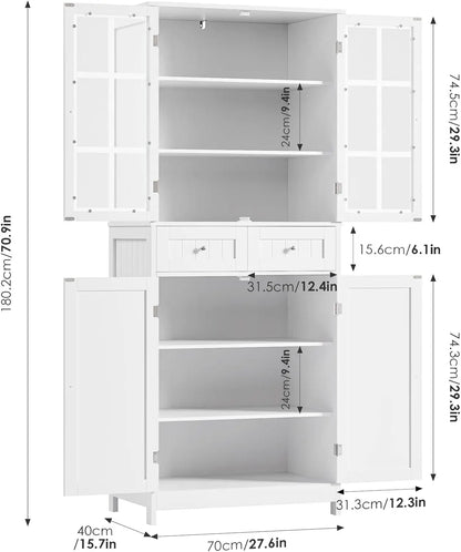 71" Kitchen Pantry Storage Cabinet