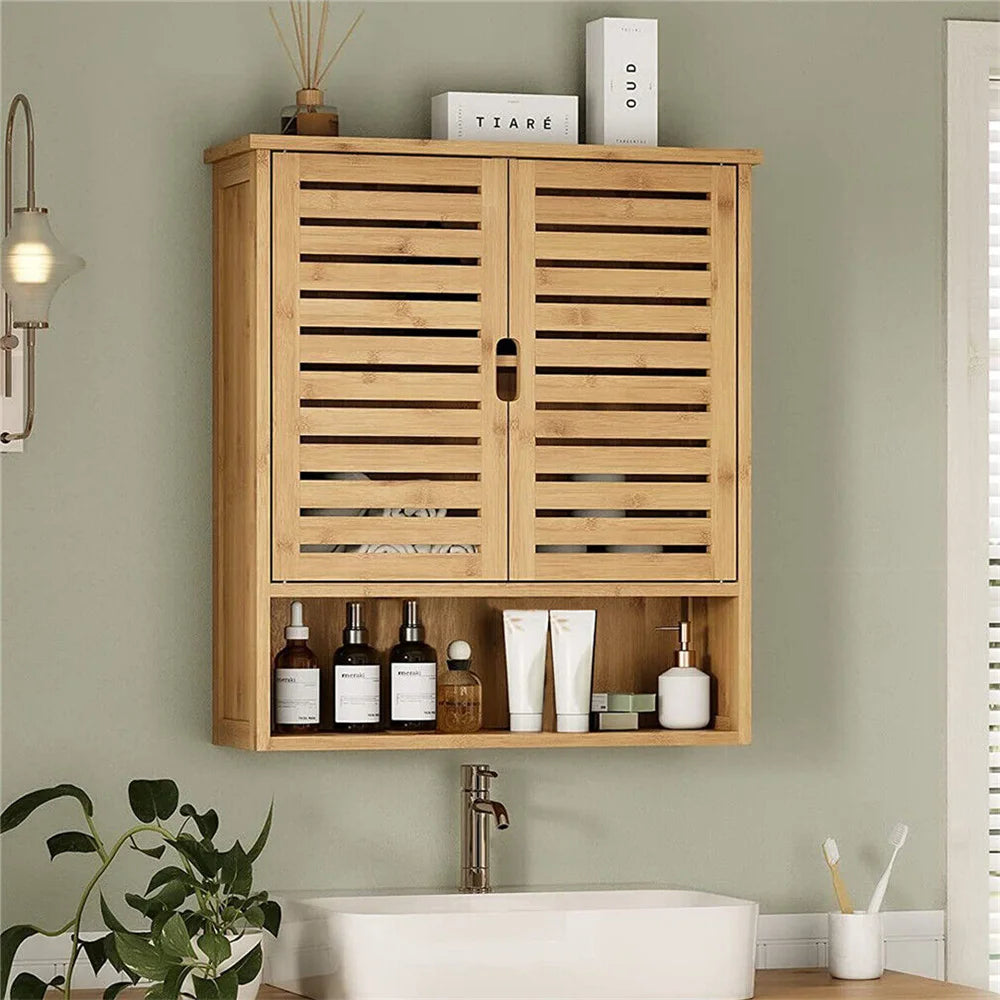 Wall Mounted Bamboo Bathroom Cabinet