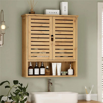 Wall Mounted Bamboo Bathroom Cabinet