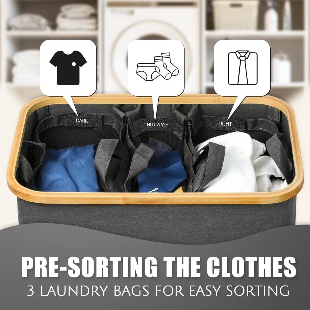 Laundry Hamper with 3 Dividers