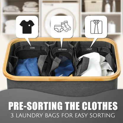 Laundry Hamper with 3 Dividers