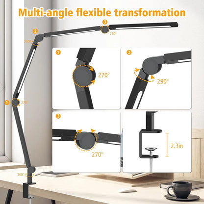 3-Light LED Desk Lamp with Clip