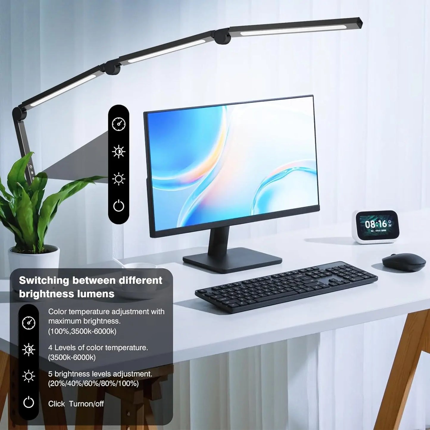 3-Light LED Desk Lamp with Clip