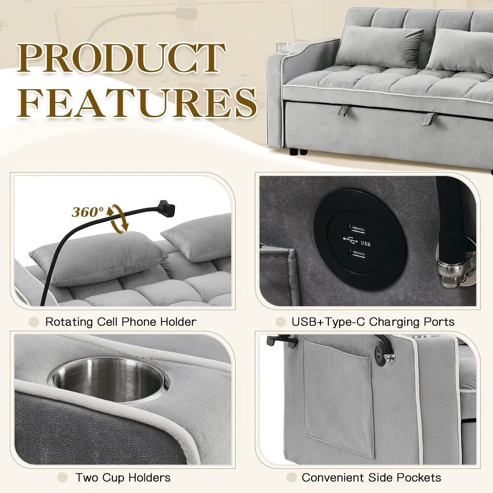 3-in-1 Convertible Loveseat