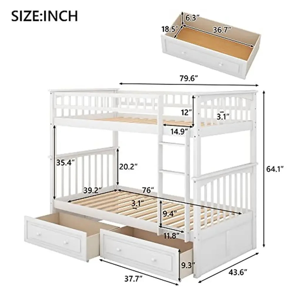 Twin Bunk Beds with Storage Drawers