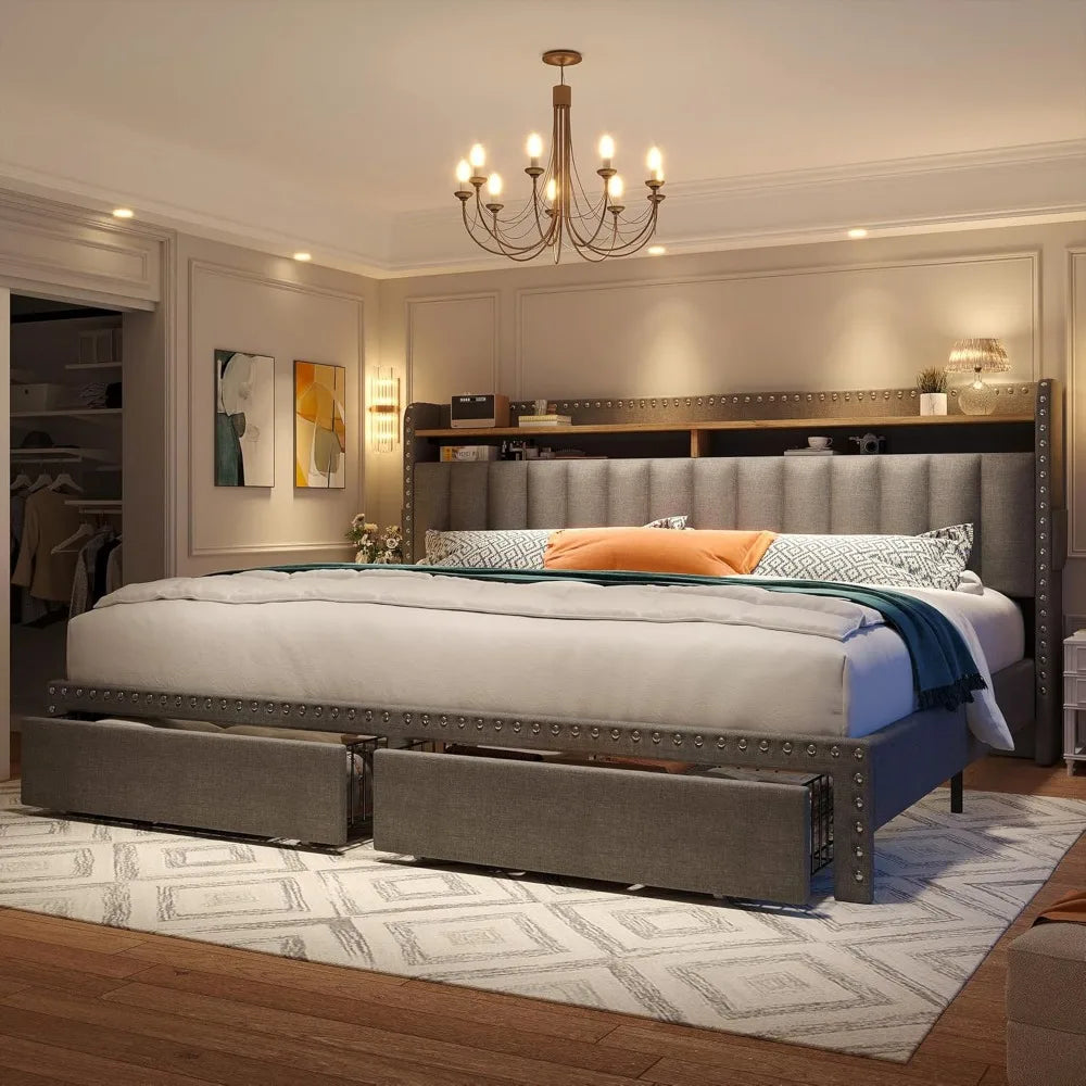 Bed Frame with Storage and Headboard