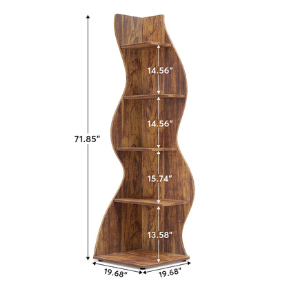 Unique 5-Tier Corner Bookshelf