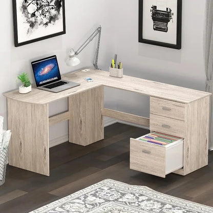 L-Shaped Wood Desk