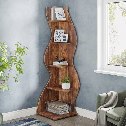 Unique 5-Tier Corner Bookshelf