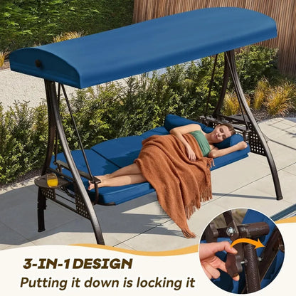 3-Seat Swing with Adjustable Canopy