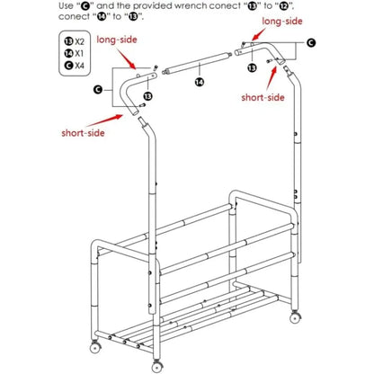 4 Section Laundry Sorter with Hanging Bar