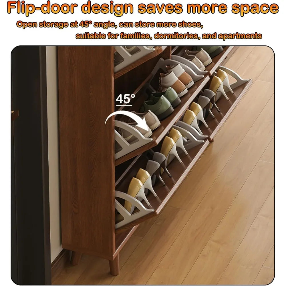 Shoe Storage Cabinet with 3 Flip Drawers