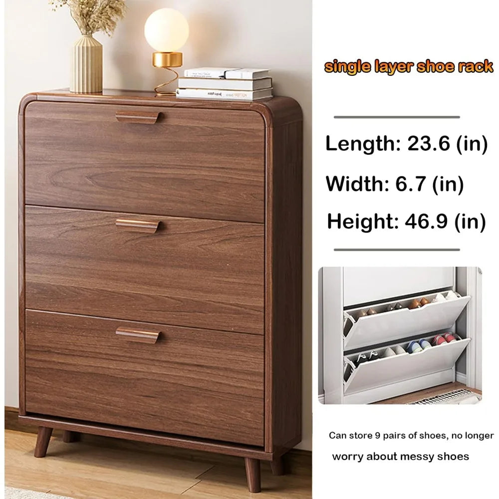 Shoe Storage Cabinet with 3 Flip Drawers