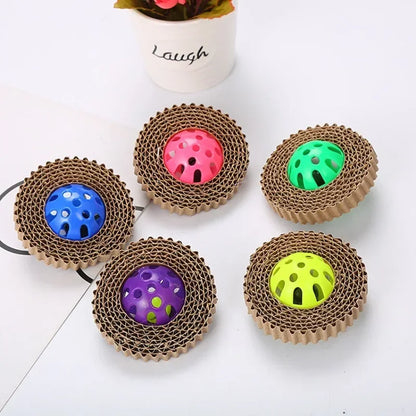 Cat Toy with Corrugated Paper and Plastic Ball