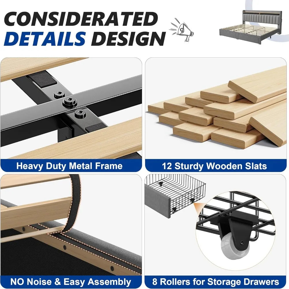 Bed Frame with Storage and Headboard