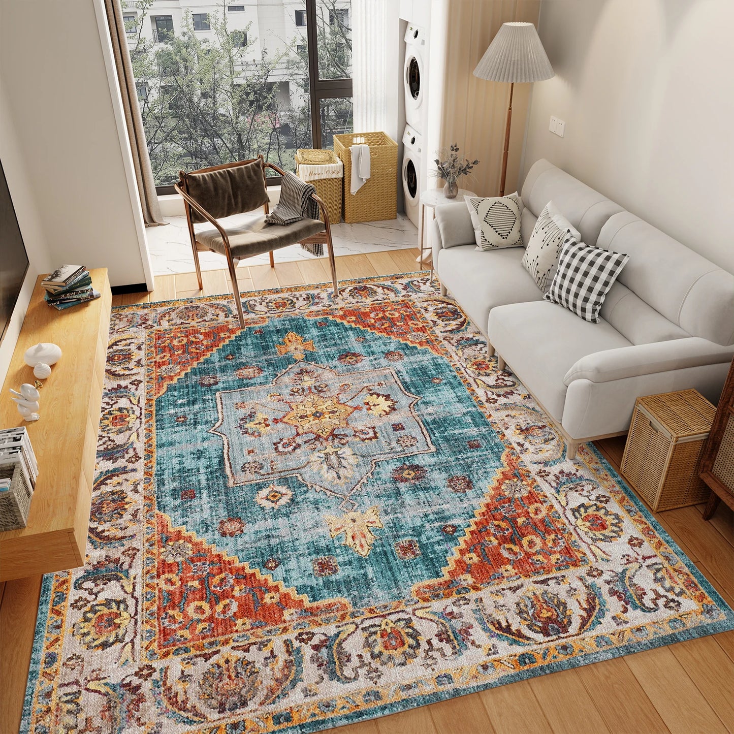 Washable Rug with Non-Slip Backing