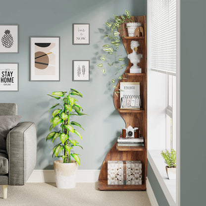 Unique 5-Tier Corner Bookshelf