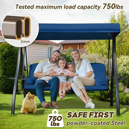 3-Seat Swing with Adjustable Canopy