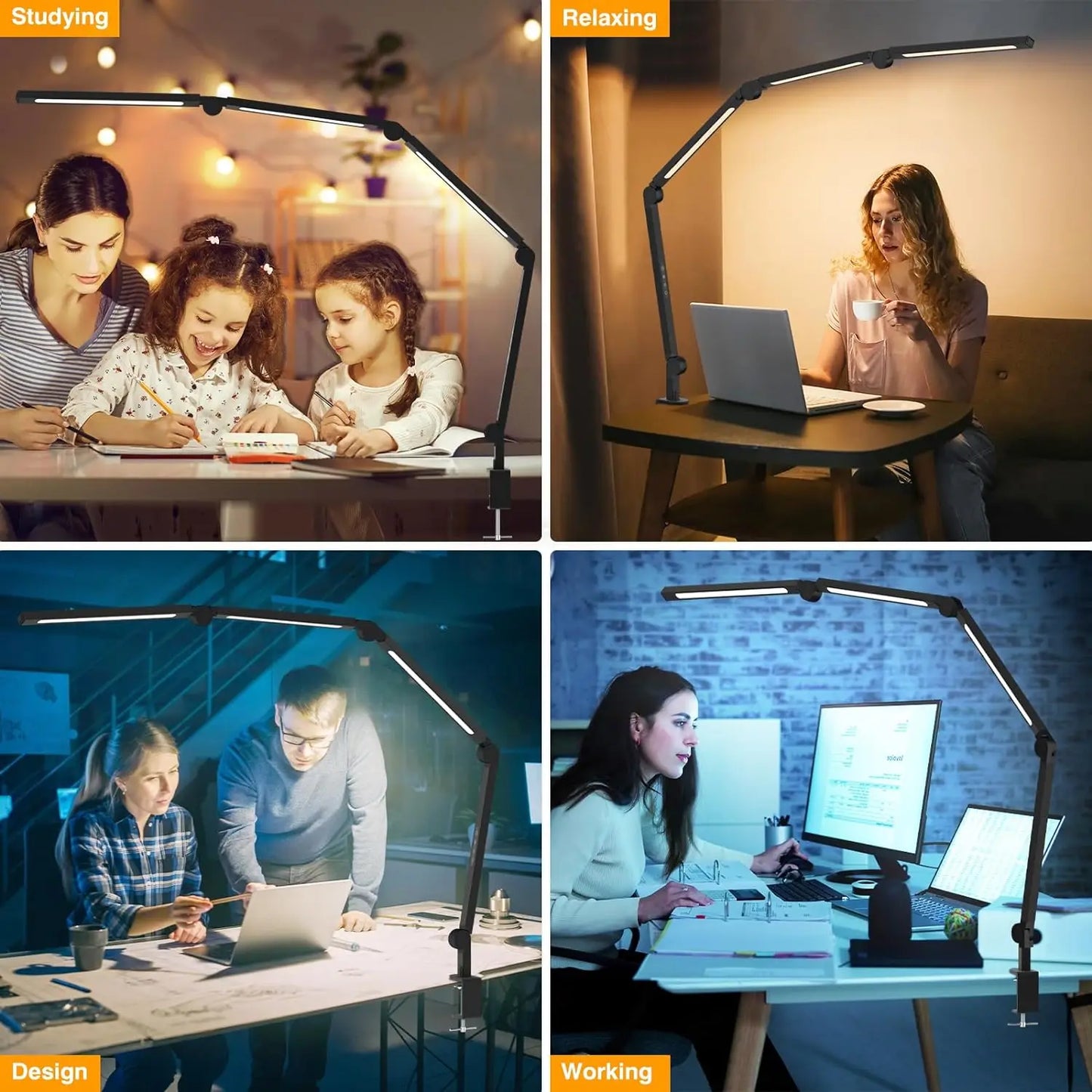 3-Light LED Desk Lamp with Clip