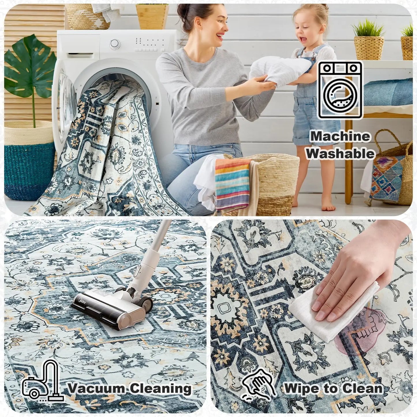 Washable Rug with Non-Slip Backing