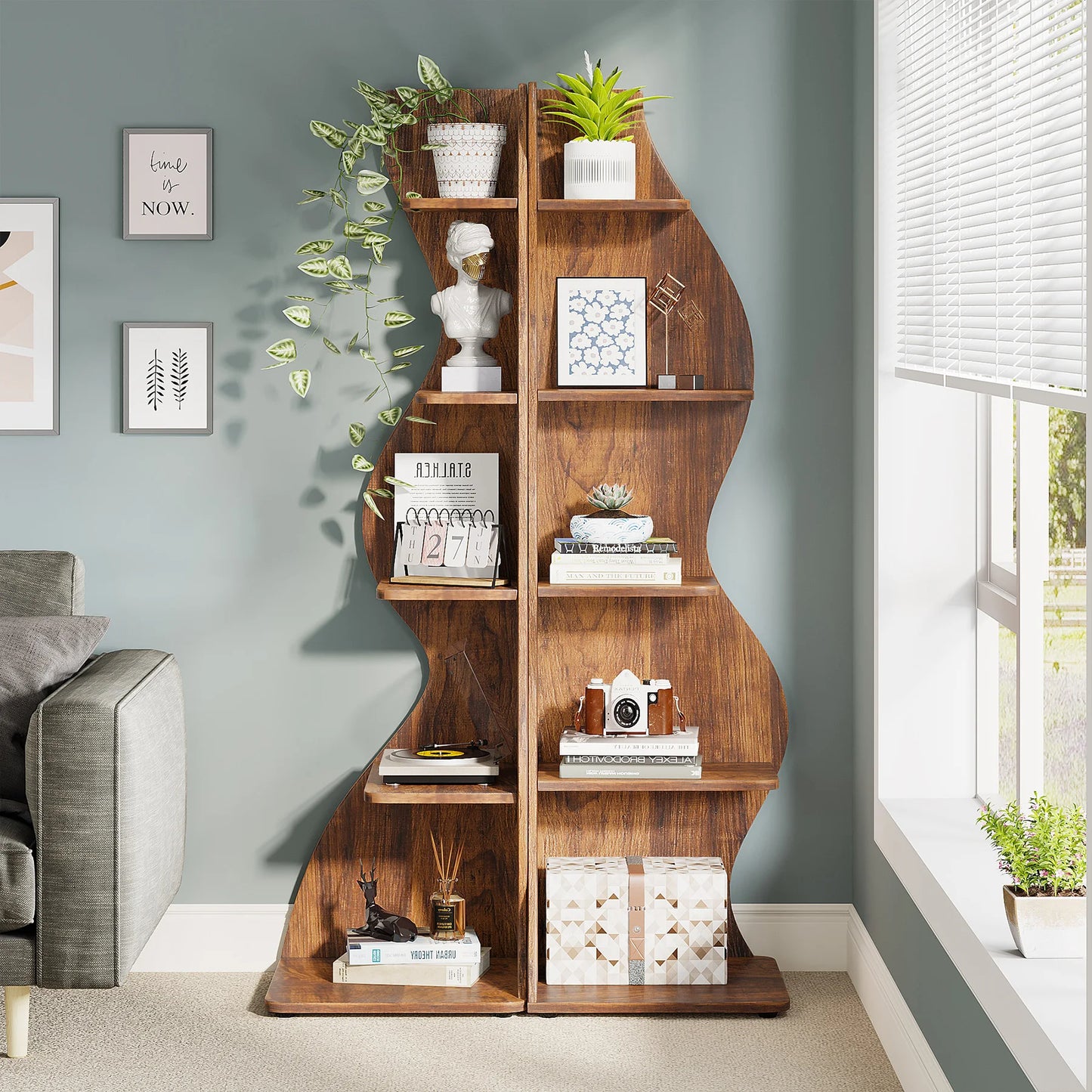 Unique 5-Tier Corner Bookshelf