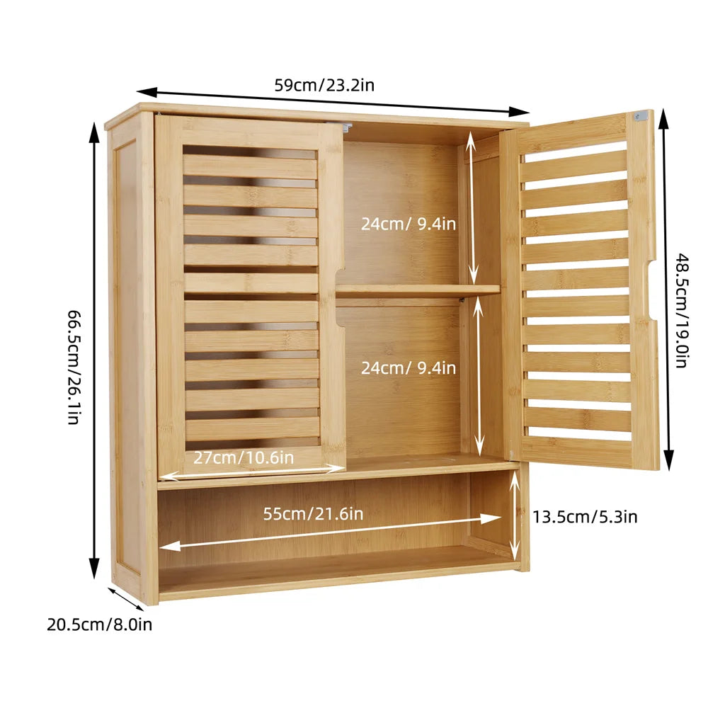 Wall Mounted Bamboo Bathroom Cabinet