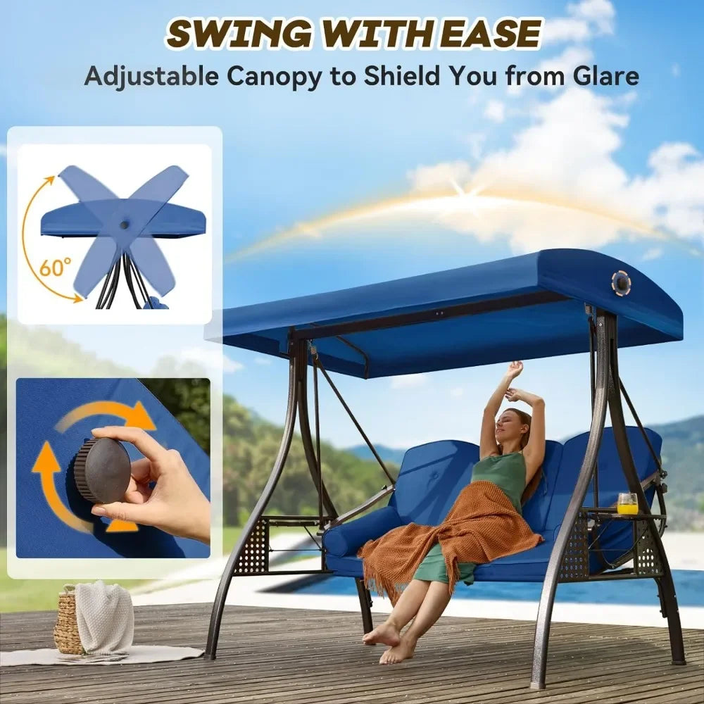 3-Seat Swing with Adjustable Canopy