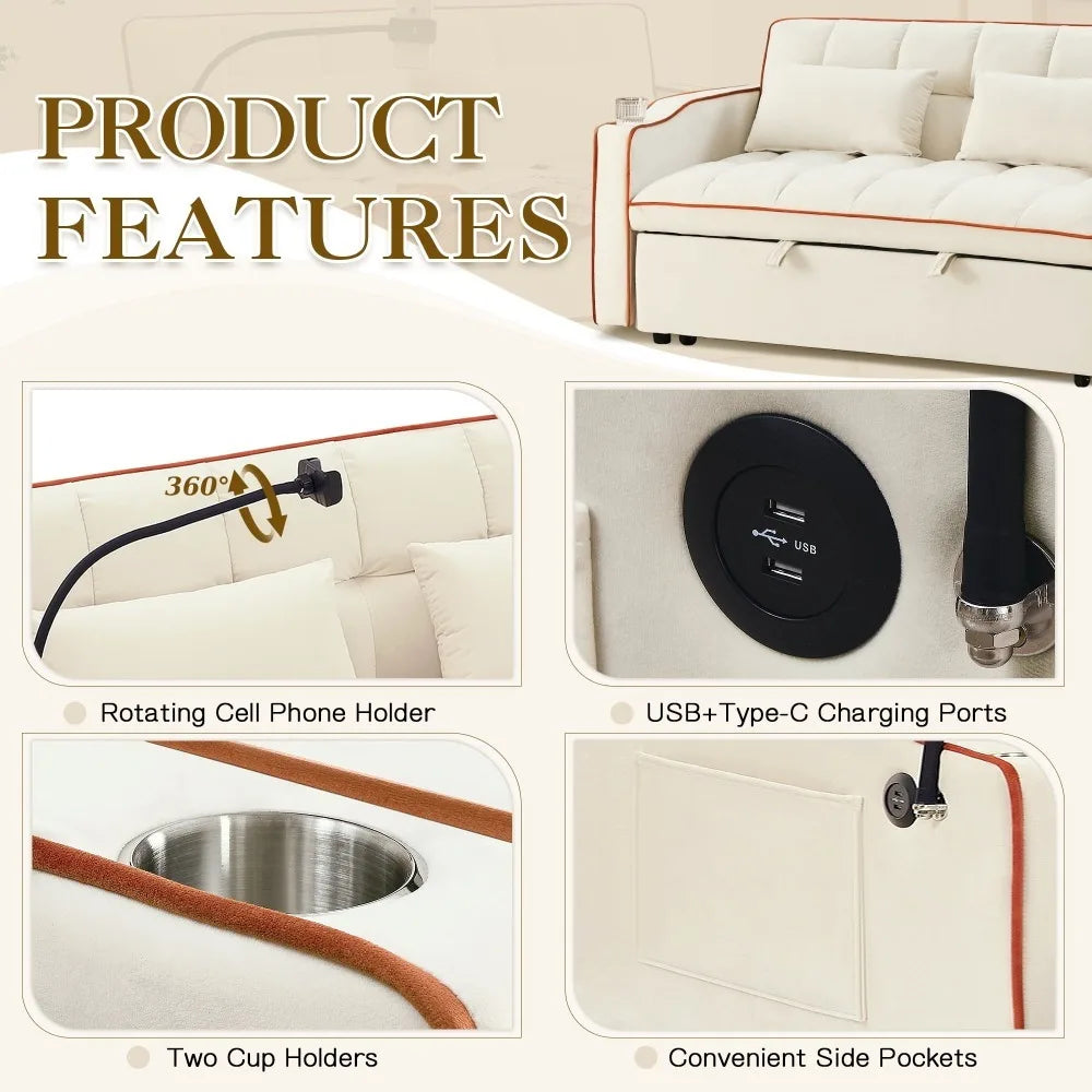 3-in-1 Convertible Loveseat