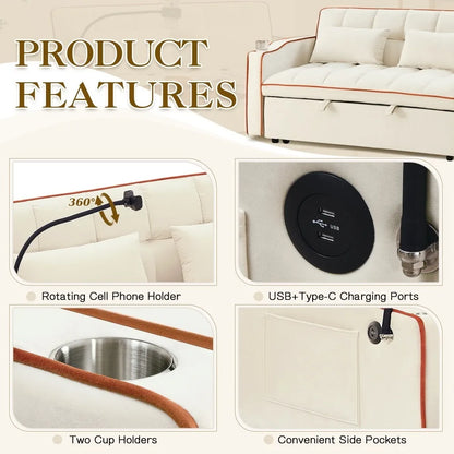 3-in-1 Convertible Loveseat