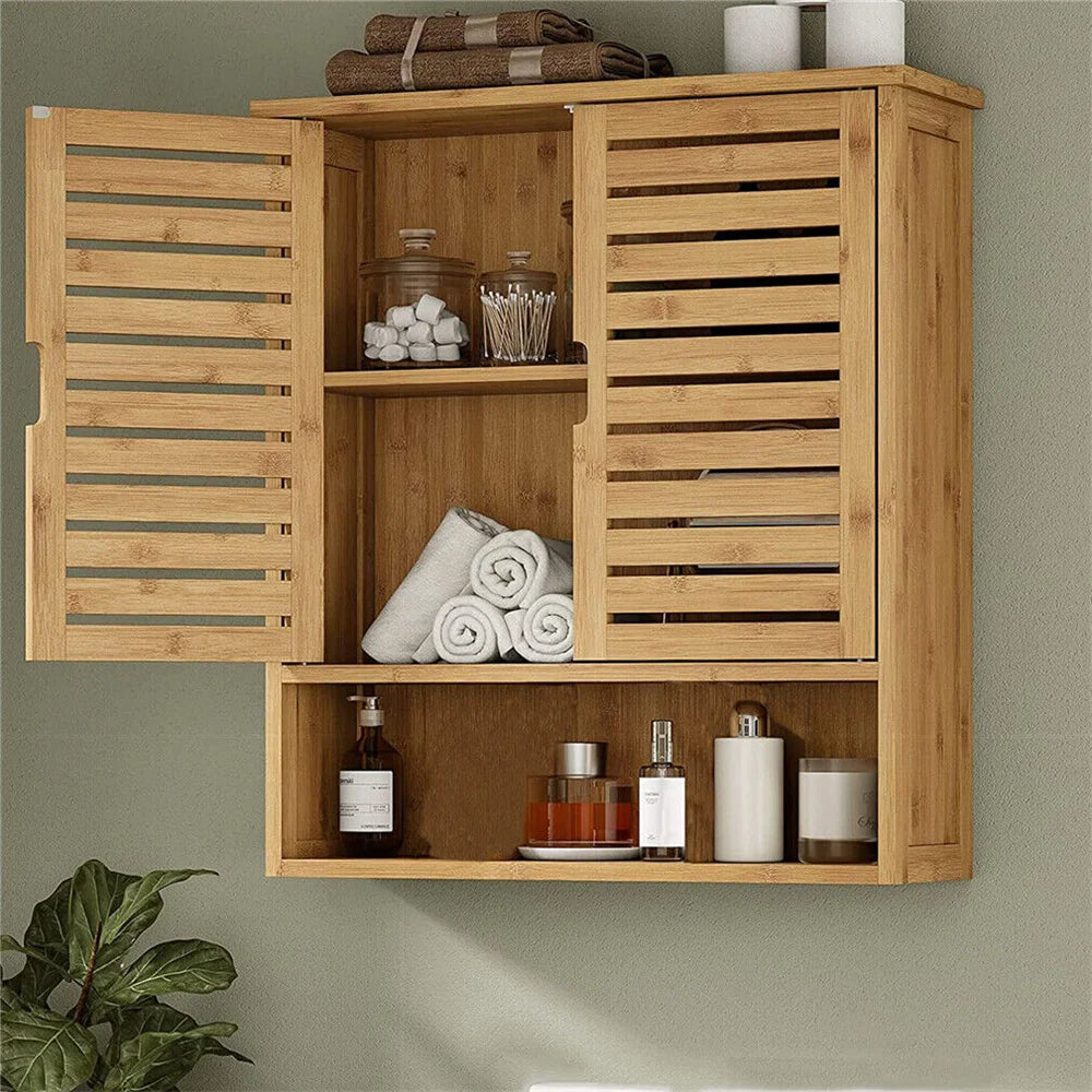 Wall Mounted Bamboo Bathroom Cabinet