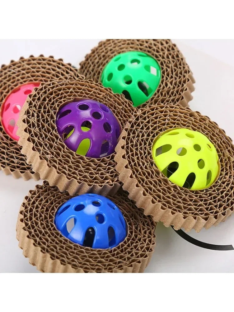 Cat Toy with Corrugated Paper and Plastic Ball