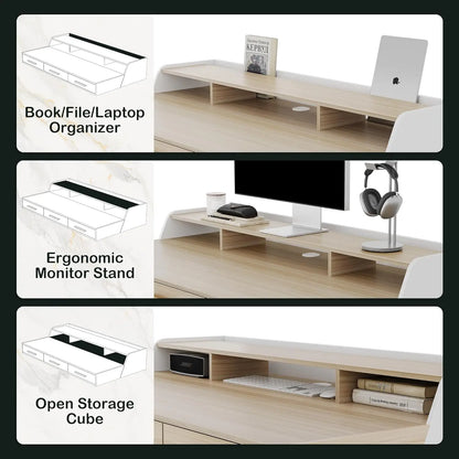 Adjustable Height Standing Desk With 3 Drawers