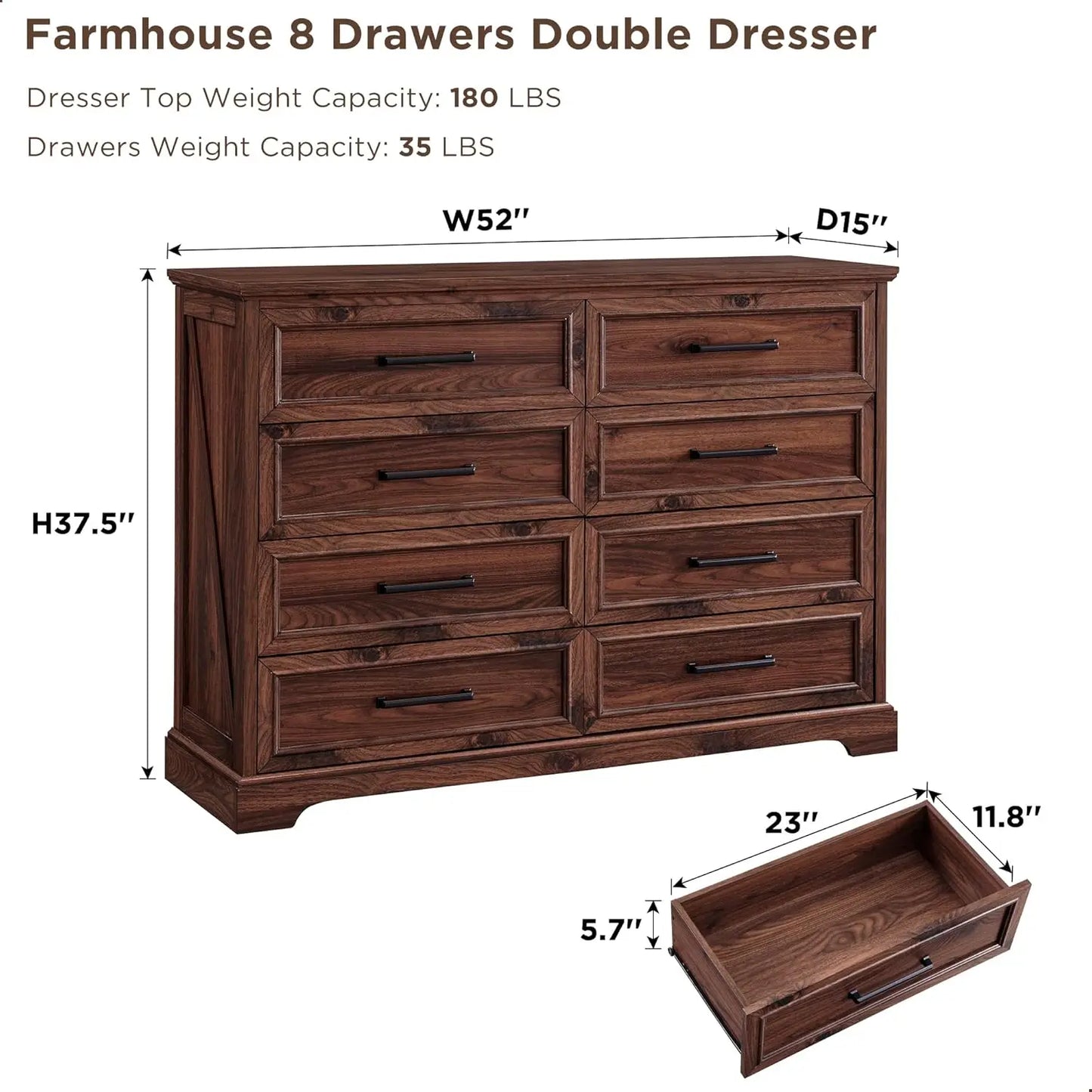 Farmhouse 8-Drawer Dresser